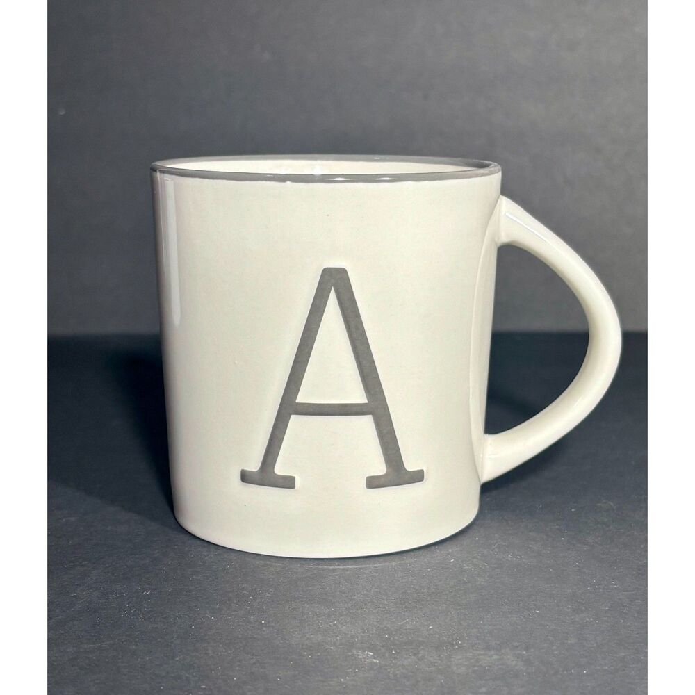 Spritz Target Stoneware Mug Letter A Monogram White Gray Coffee Cup 2022